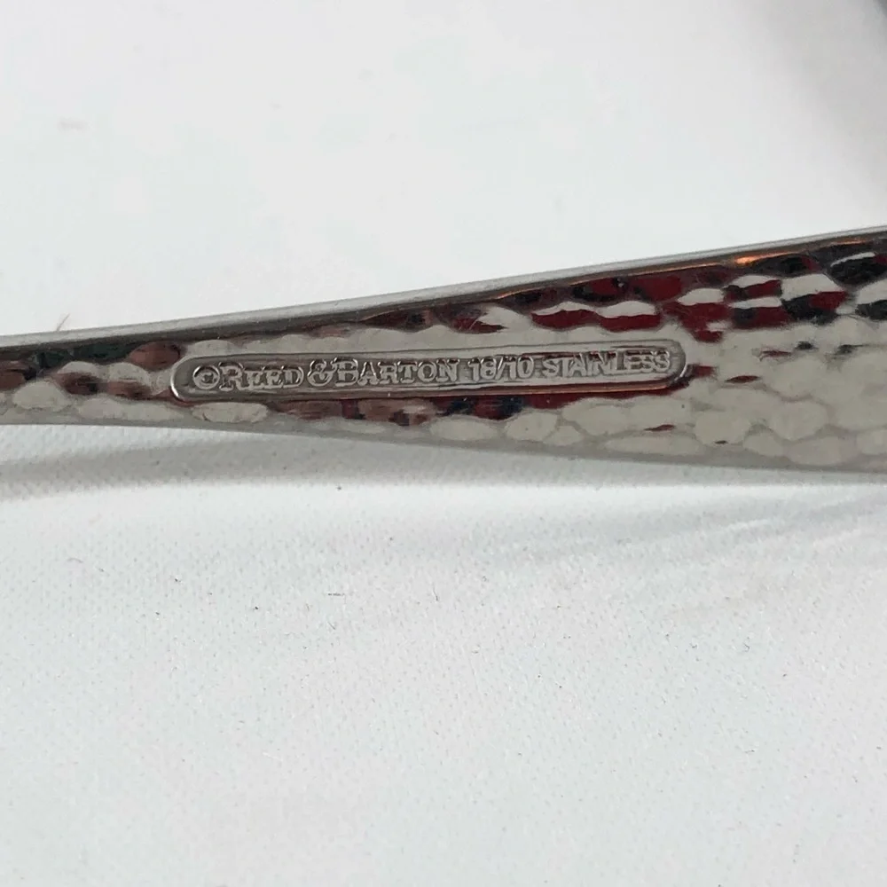 Elegant Reed & Barton Hammered Antique 18/10 Stainless Lot Of 7 Pieces Flatware